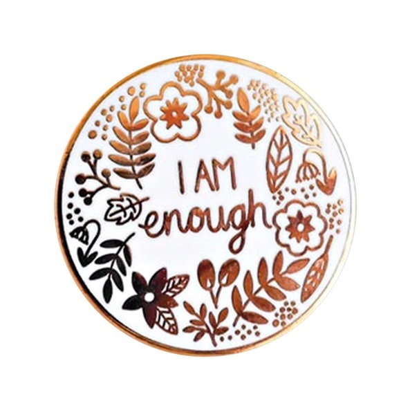 Beautiful I am Enough Floral Gold Enamel Pin - Picture 1 of 1